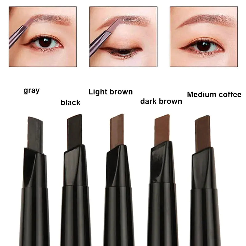 Automatic Waterproof Double-Headed Eyebrow Pencil with Brush