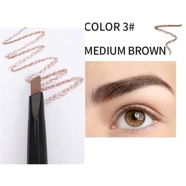 Automatic Waterproof Double-Headed Eyebrow Pencil with Brush