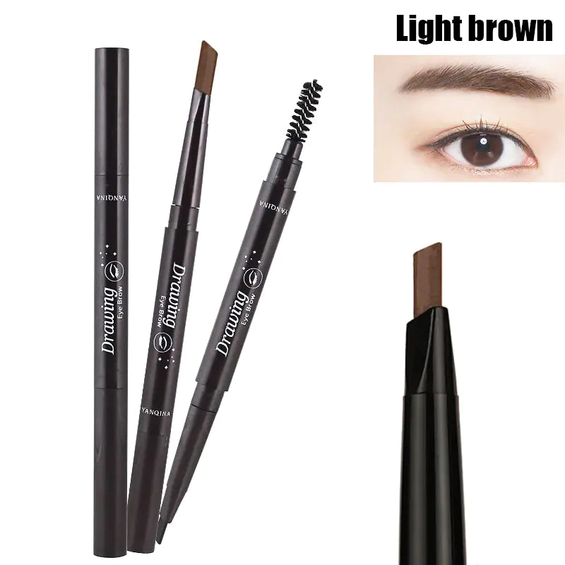 Automatic Waterproof Double-Headed Eyebrow Pencil with Brush