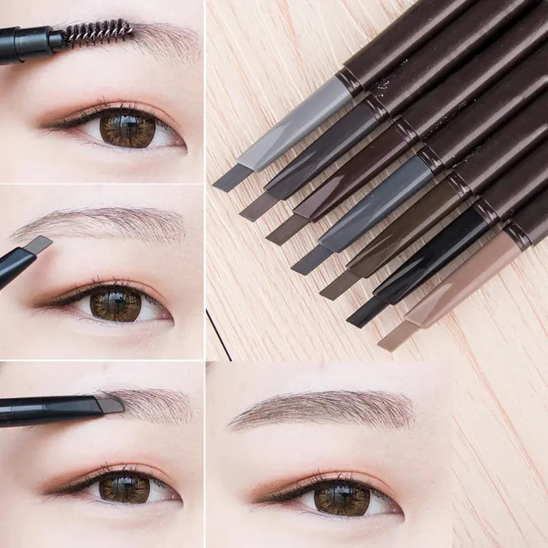 Automatic Waterproof Double-Headed Eyebrow Pencil with Brush